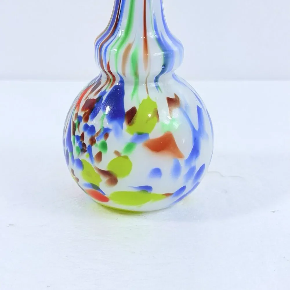 Vintage MURANO Spatter Glass Tall Solifleur Stem Vase Confetti Blown Glass MCM